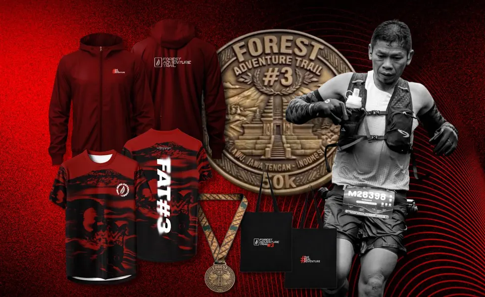 Wind breaker, jersey, medali finisher Forest Adventure Trail #3, dan goodie bag